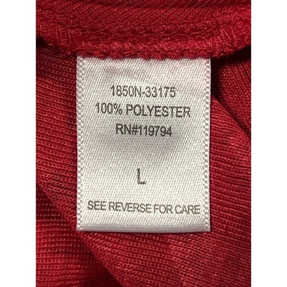 One World Blouse Size Large L Red Black Tunic Top Beaded Neck Long Sleeve New - Picture 10 of 11